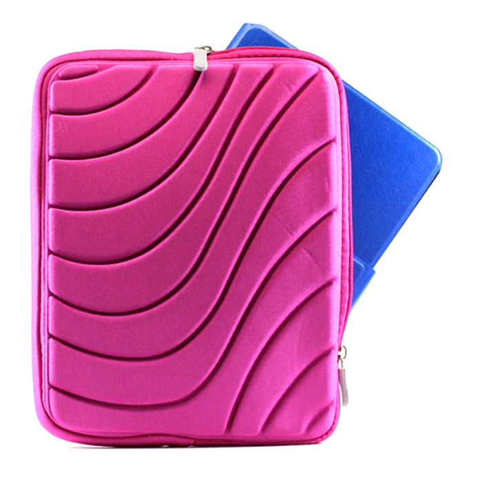 Wave Design iPad Tablet Sleeve Pouch Bag with ZIPPER 10'' (Hot Pink)